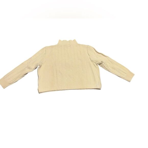 Women’s ST JOHN SPORT ACREAM SNOW FLAKE SEQUIN MOCK TURTLE NECK SWEATER MEDIUM - Picture 5 of 8